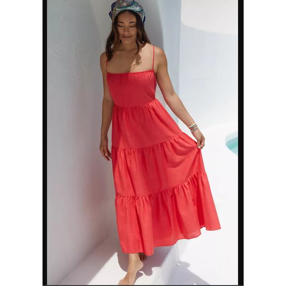 New Charlie Holiday Pink Cotton Maxi Dress - Small - Picture 1 of 5
